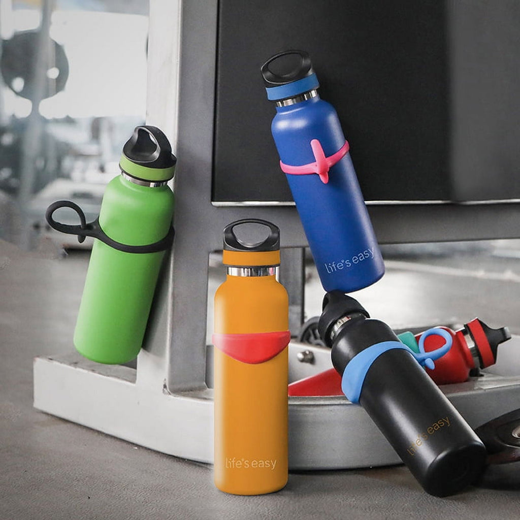 LIFE'S EASY 20 oz. Sports Insulated Water Bottle with Lid. Stainless Steel Vacuum Double Wall Thermo for Modern Hot and Cold Drinks, Simple Metal Hydro Canteen for Travel Men and Women (White) C417X