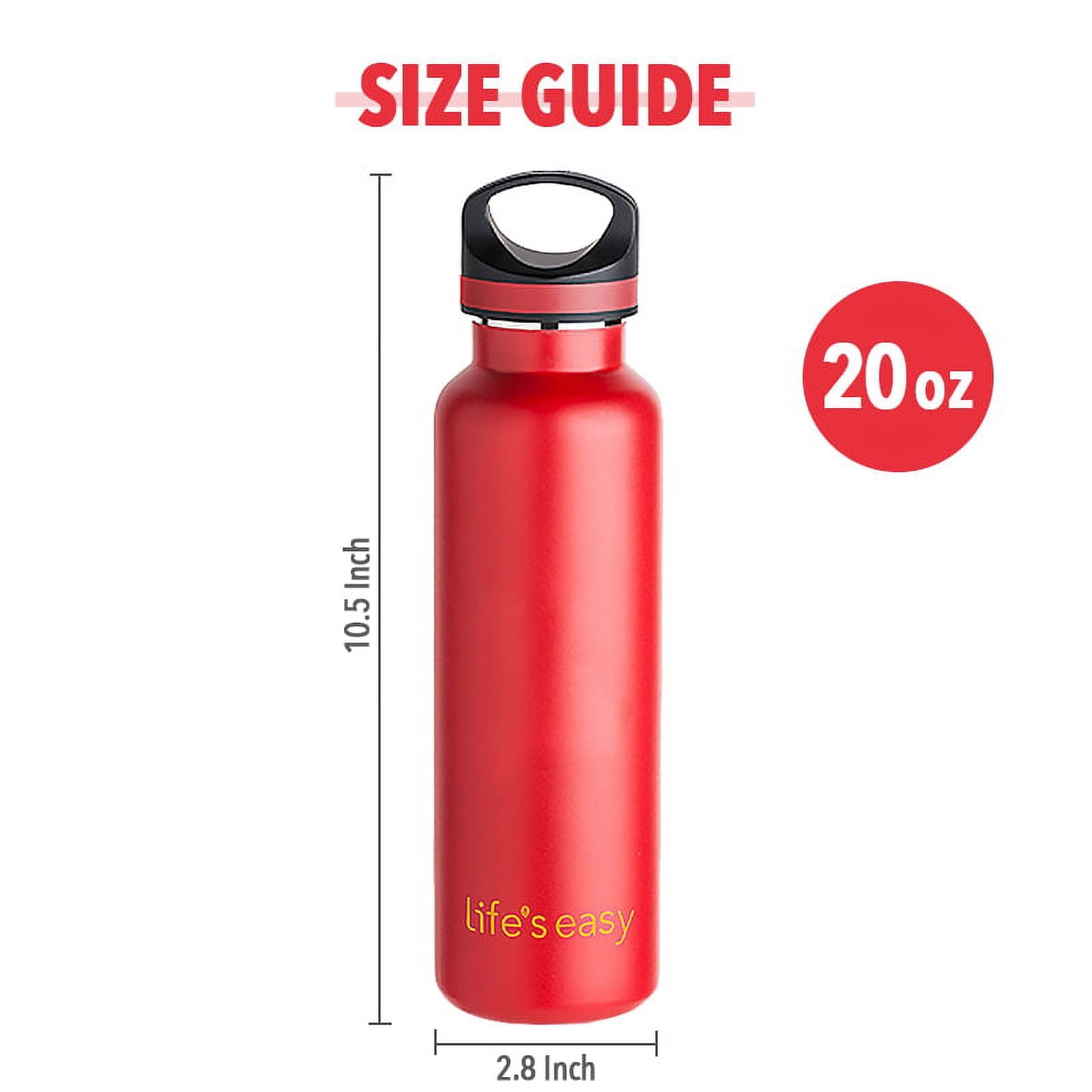 LIFE'S EASY 20 oz. Sports Insulated Water Bottle with Lid. Stainless Steel Vacuum Double Wall Thermo for Modern Hot and Cold Drinks, Simple Metal Hydro Canteen for Travel Men and Women (White) C417X