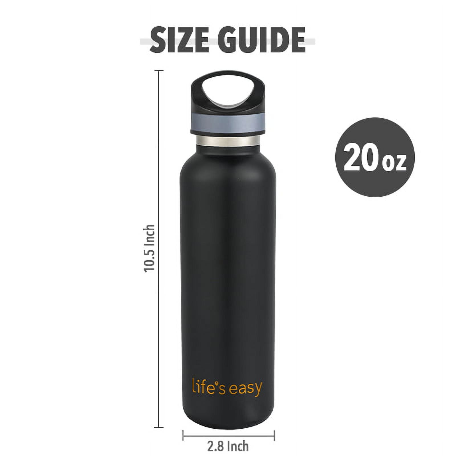 LIFE'S EASY 20 oz. Sports Insulated Water Bottle with Lid. Stainless Steel Vacuum Double Wall Thermo for Modern Hot and Cold Drinks, Simple Metal Hydro Canteen for Travel Men and Women (White) C417X