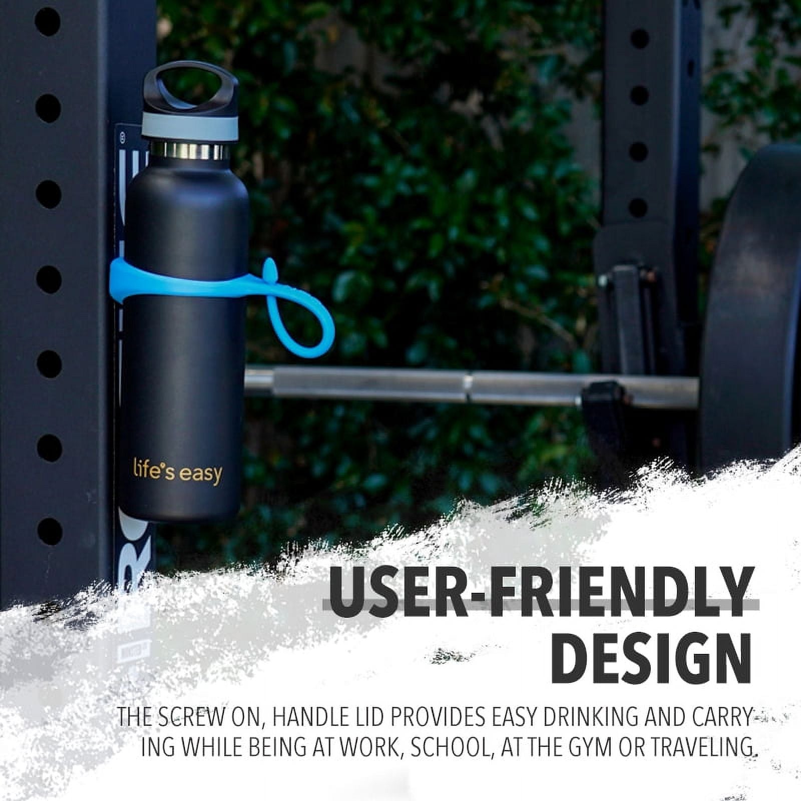 LIFE'S EASY 20 oz. Sports Insulated Water Bottle with Lid. Stainless Steel Vacuum Double Wall Thermo for Modern Hot and Cold Drinks, Simple Metal Hydro Canteen for Travel Men and Women (White) C417X