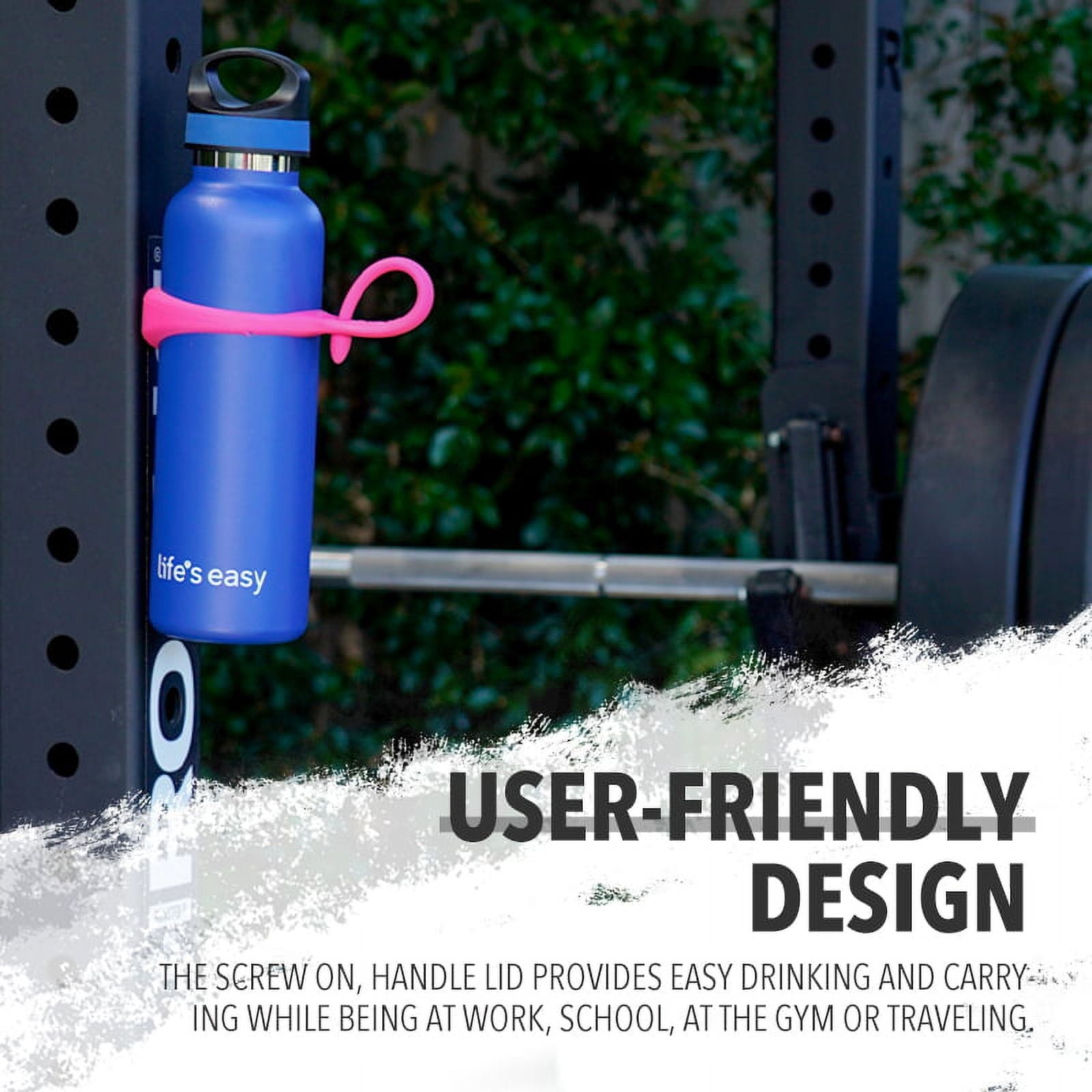 LIFE'S EASY 20 oz. Sports Insulated Water Bottle with Lid. Stainless Steel Vacuum Double Wall Thermo for Modern Hot and Cold Drinks, Simple Metal Hydro Canteen for Travel Men and Women (White) C417X