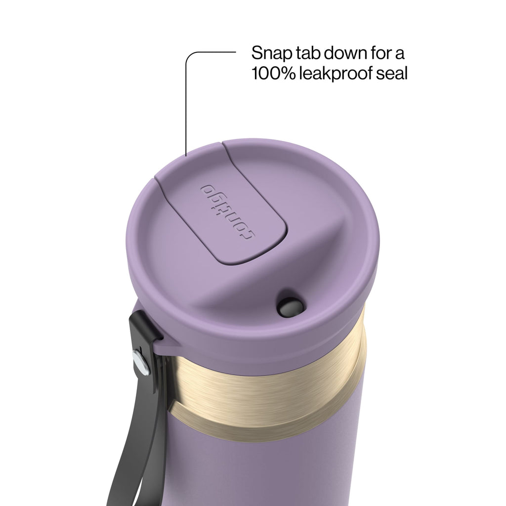 Contigo SnapSeal 16 oz Leakproof Stainless Steel Water Bottle with Carrying Strap C048E