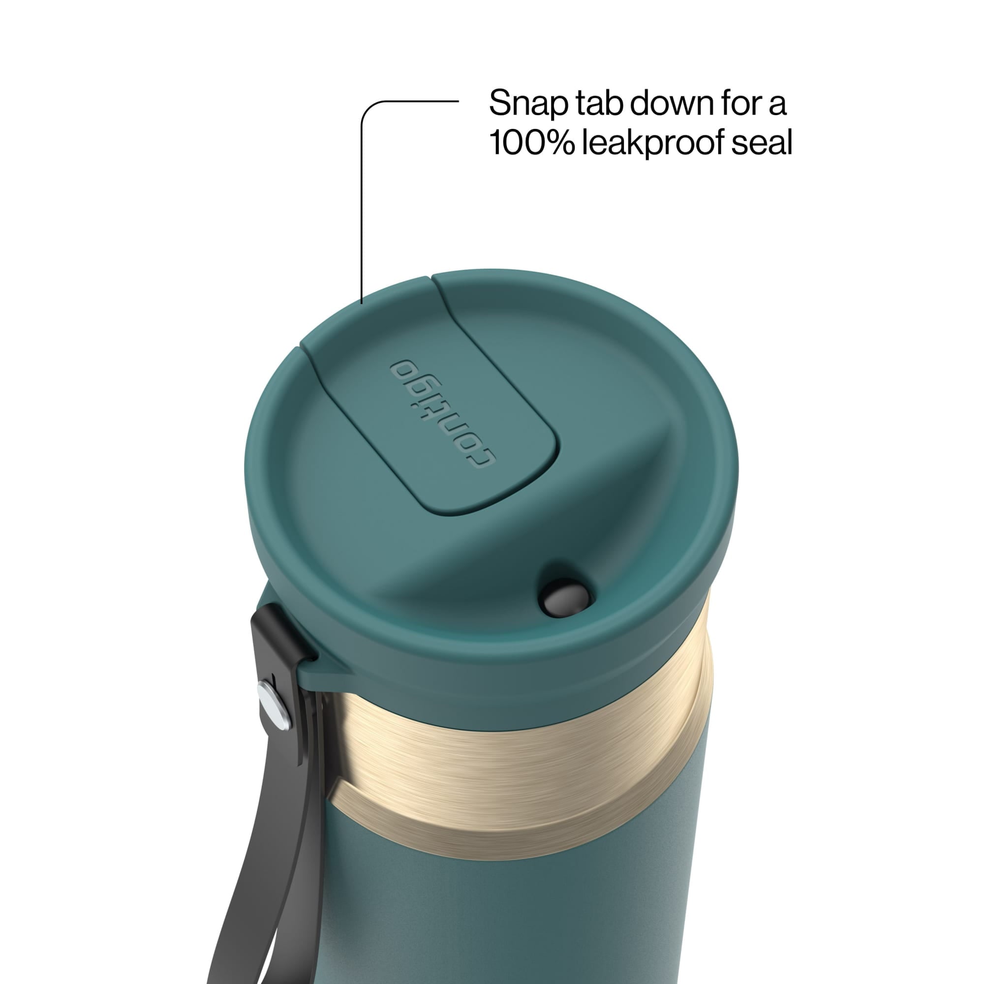 Contigo SnapSeal 16 oz Leakproof Stainless Steel Water Bottle with Carrying Strap C048E