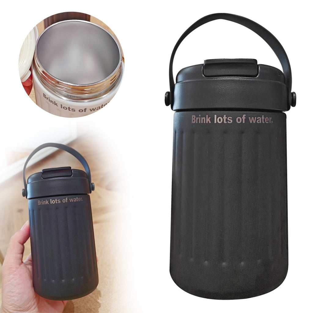 BinKFF Simple Modern Travel Coffee Mug, Insulated Coffee Tumblers with Lid, Double Walled Iced Travel Coffee Mug for Woman and Man Stainless Steel Tumbler with Handle C442T