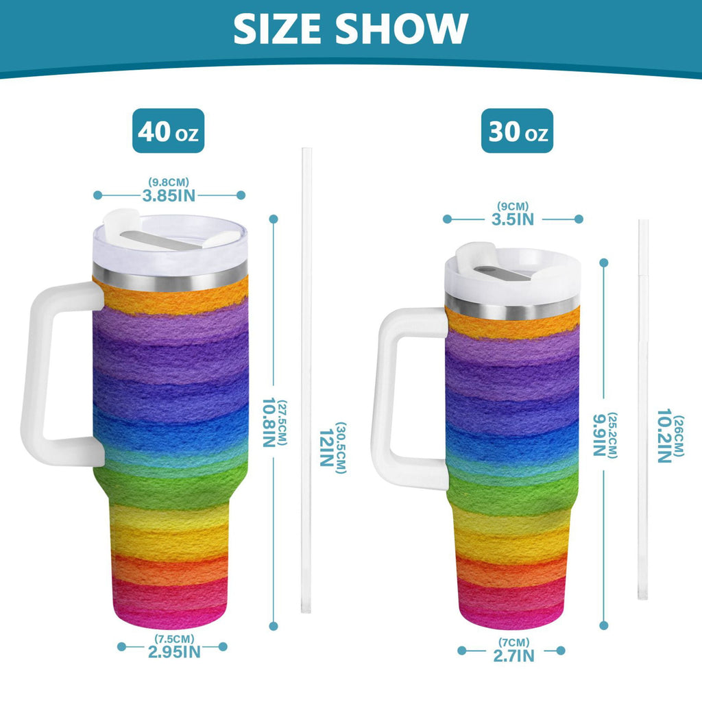 30 oz Insulated Stainless Steel Tumbler Double Wall Stainless Steel Tumbler with 2-Way Drinking Watercolor Rainbow Colors C448U