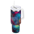 30 oz Insulated Stainless Steel Tumbler Double Wall Stainless Steel Tumbler with 2-Way Drinking Vibrant and Shimmering Jungle C470C