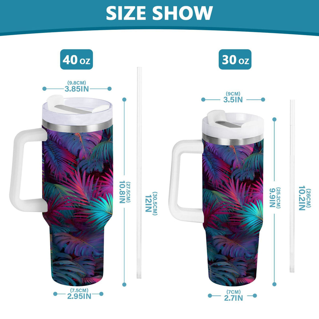 30 oz Insulated Stainless Steel Tumbler Double Wall Stainless Steel Tumbler with 2-Way Drinking Vibrant and Shimmering Jungle C470C