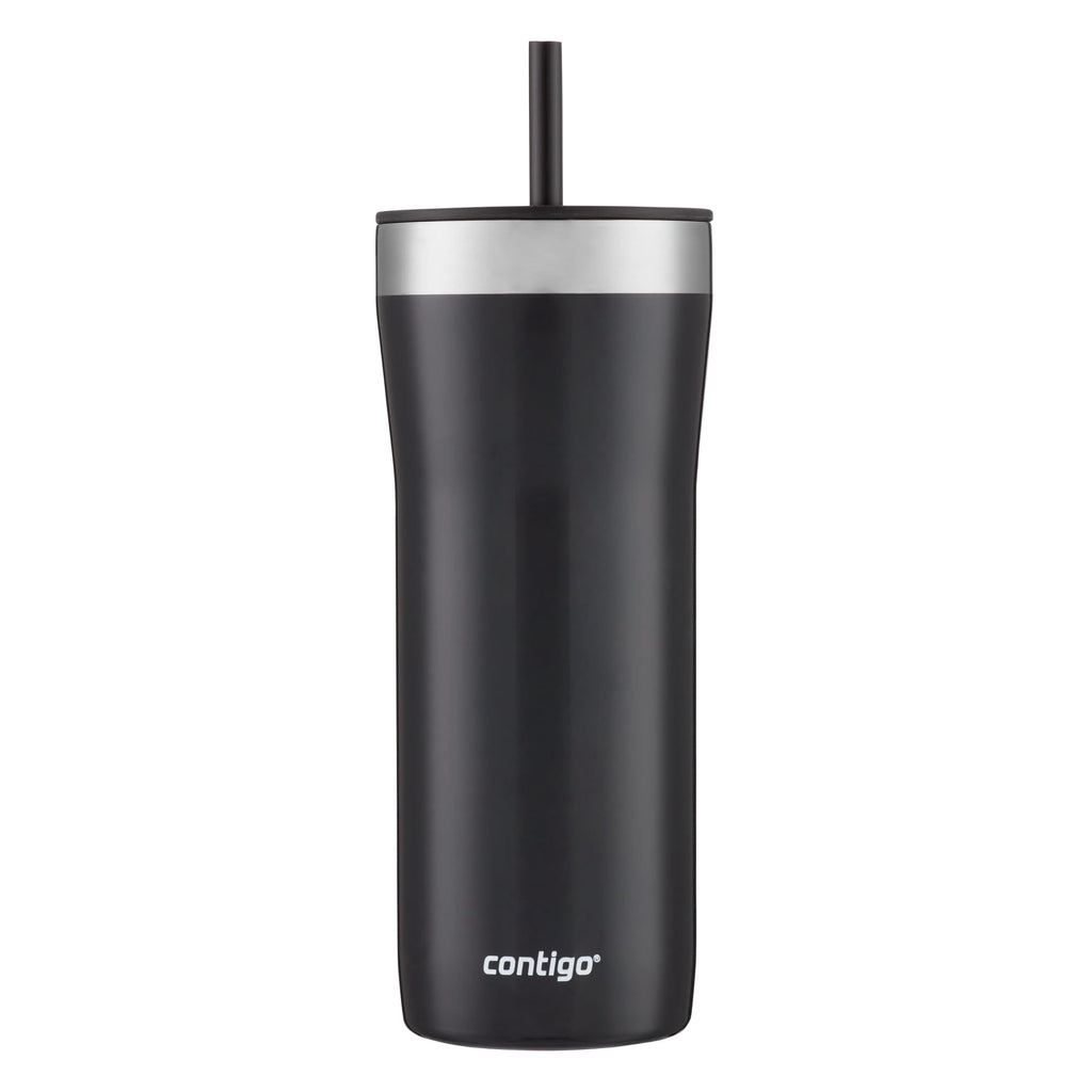 Contigo Streeterville Stainless Steel Tumbler with Plastic Straw and Splash-Proof Lid, Licorice, 32 fl. oz C122V