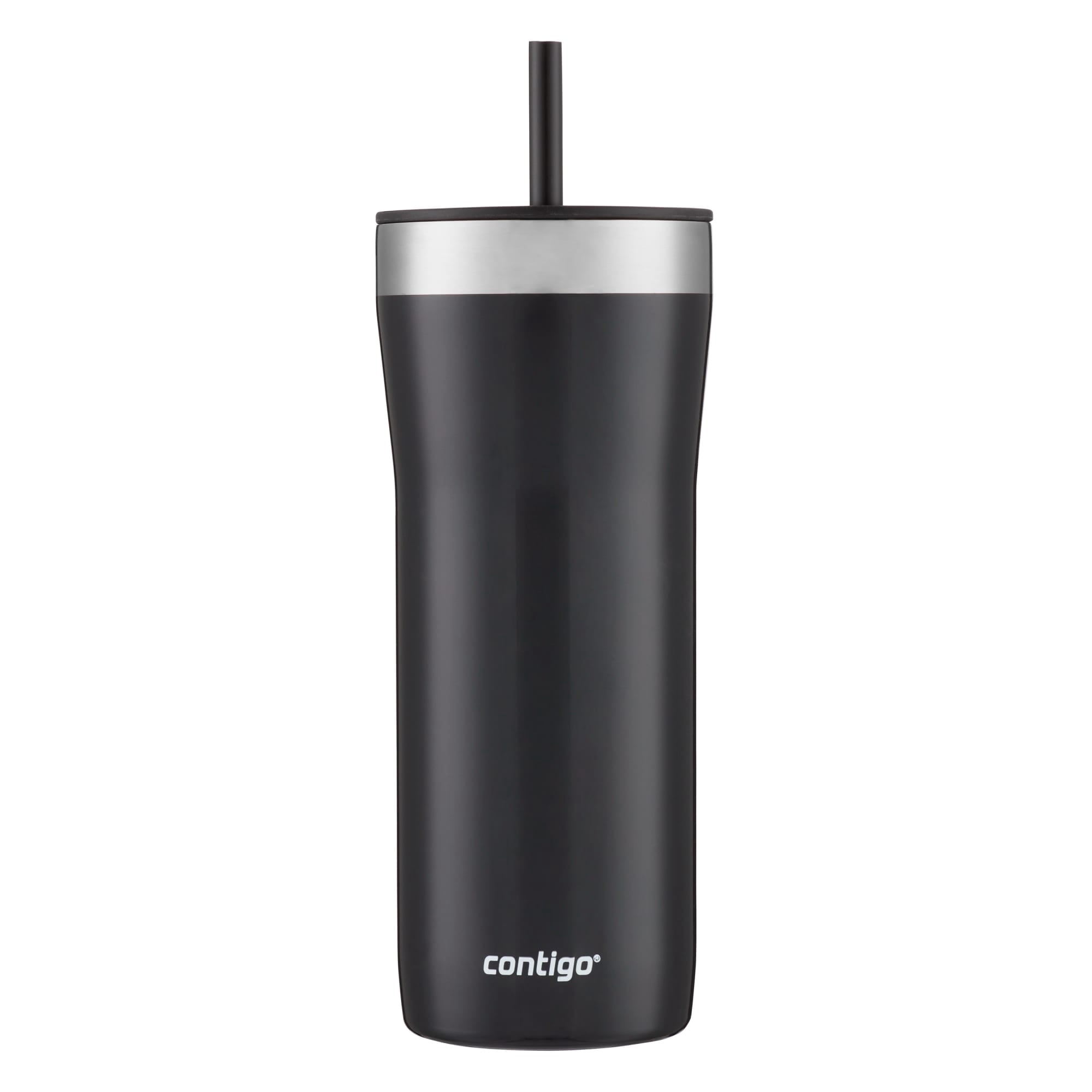Contigo Streeterville Stainless Steel Tumbler with Plastic Straw and Splash-Proof Lid, Licorice, 32 fl. oz C122V