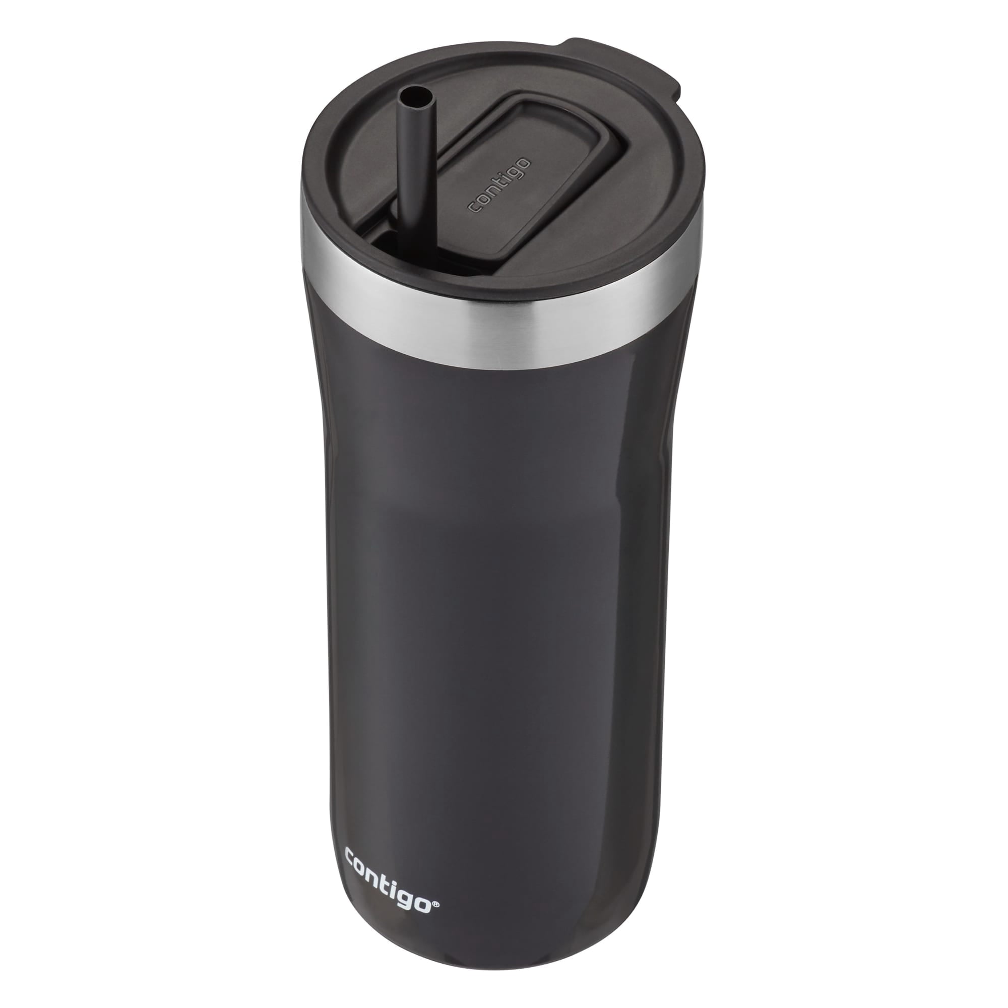 Contigo Streeterville Stainless Steel Tumbler with Plastic Straw and Splash-Proof Lid, Licorice, 32 fl. oz C122V