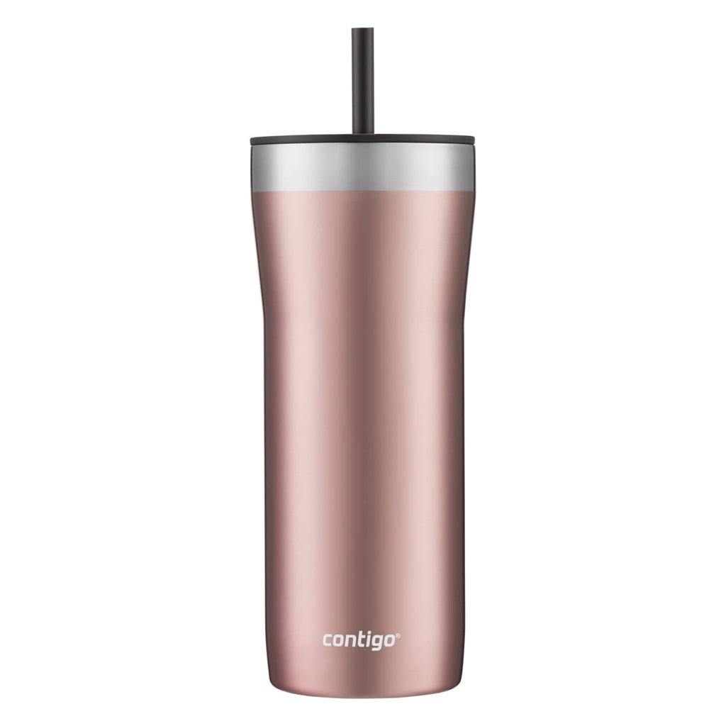 Contigo Streeterville Stainless Steel Tumbler with Plastic Straw and Splash-Proof Lid, Licorice, 32 fl. oz C122V