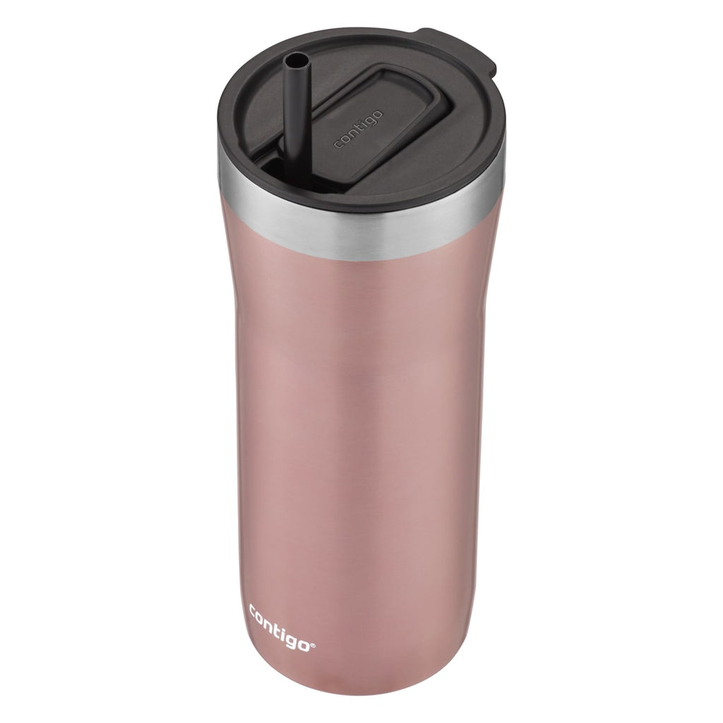 Contigo Streeterville Stainless Steel Tumbler with Plastic Straw and Splash-Proof Lid, Licorice, 32 fl. oz C122V