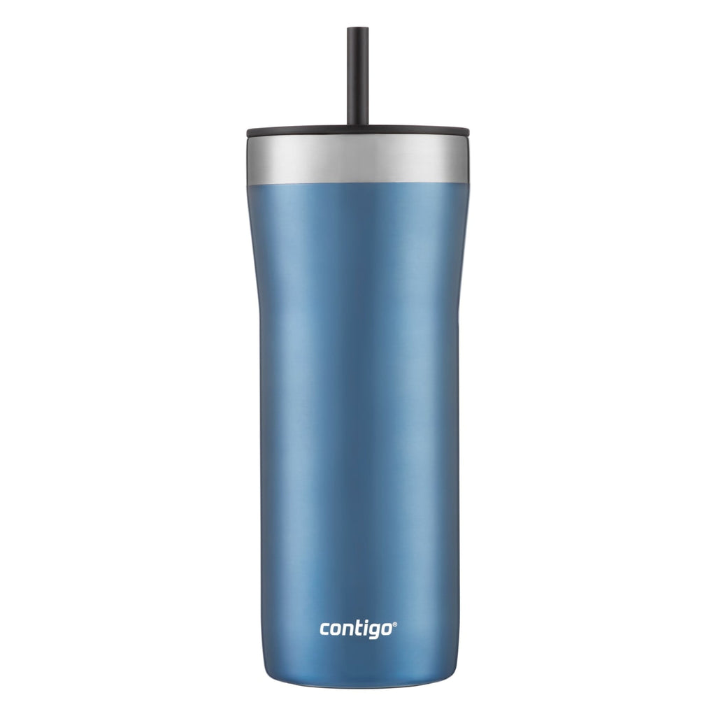 Contigo Streeterville Stainless Steel Tumbler with Plastic Straw and Splash-Proof Lid, Licorice, 32 fl. oz C122V