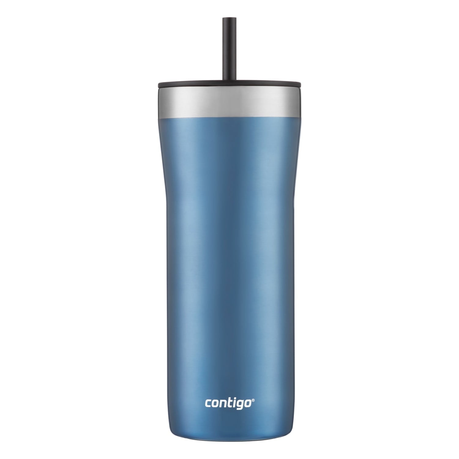 Contigo Streeterville Stainless Steel Tumbler with Plastic Straw and Splash-Proof Lid, Licorice, 32 fl. oz C122V