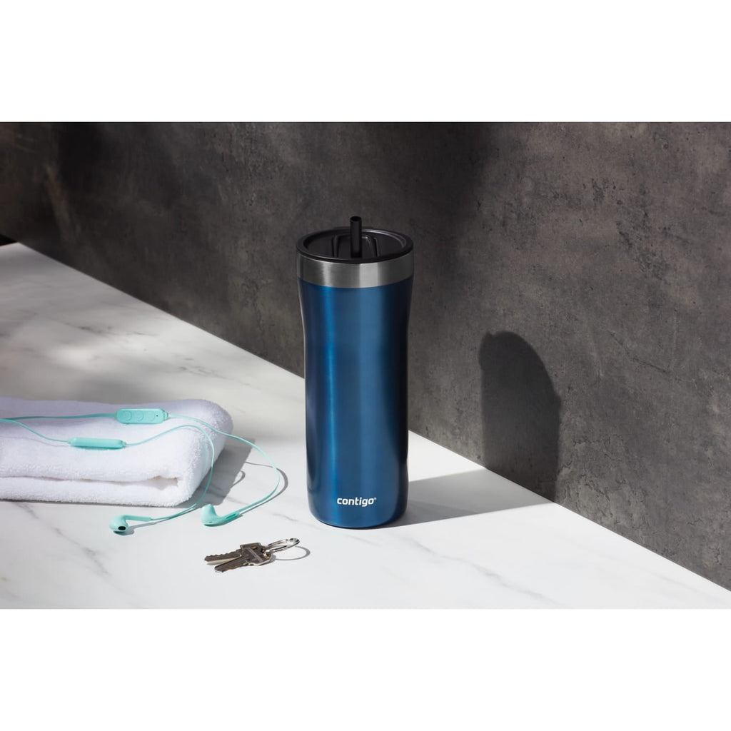 Contigo Streeterville Stainless Steel Tumbler with Plastic Straw and Splash-Proof Lid, Licorice, 32 fl. oz C122V