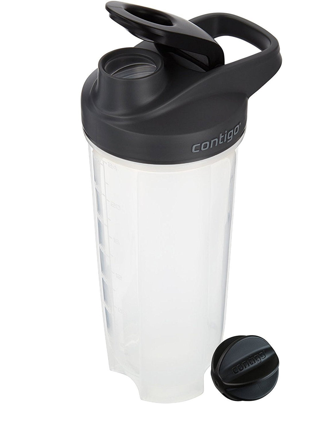 Contigo Shake &amp; Go Fit 28 oz Black and Clear Shaker Bottle with Flip-Top and Wide Mouth Lid C111U