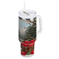30 oz Insulated Stainless Steel Tumbler Double Wall Stainless Steel Tumbler with 2-Way Drinking Apples and Baskets C529T
