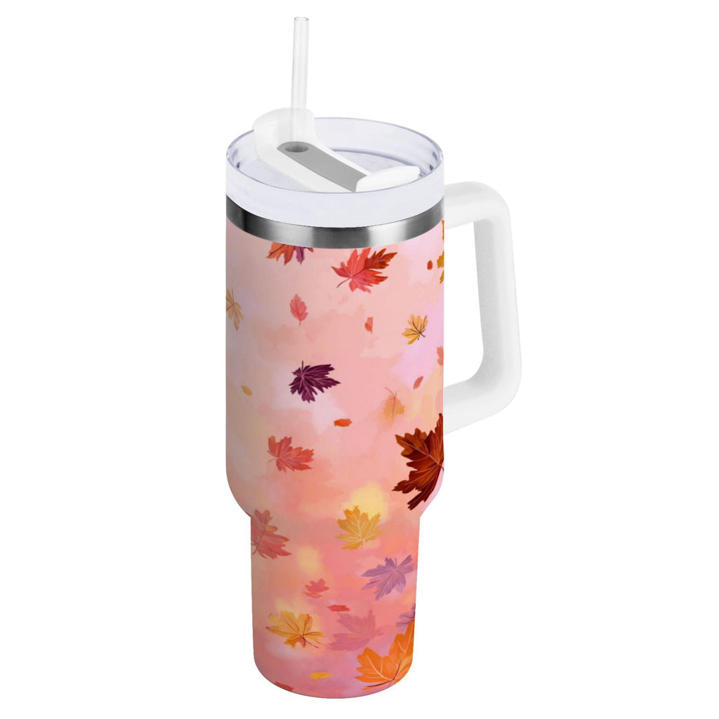 30 oz Insulated Stainless Steel Tumbler Double Wall Stainless Steel Tumbler with 2-Way Drinking Autumn Leaves Falling C588D