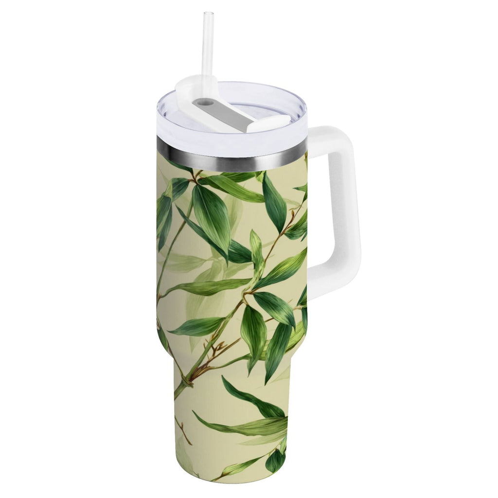 30 oz Insulated Stainless Steel Tumbler Double Wall Stainless Steel Tumbler with 2-Way Drinking Bamboo Pattern C558H