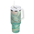 30 oz Insulated Stainless Steel Tumbler Double Wall Stainless Steel Tumbler with 2-Way Drinking Beautiful Swirling Lines C509E