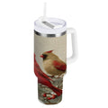 30 oz Insulated Stainless Steel Tumbler Double Wall Stainless Steel Tumbler with 2-Way Drinking Bird and Snow-covered Trees C615X