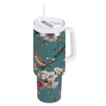 30 oz Insulated Stainless Steel Tumbler Double Wall Stainless Steel Tumbler with 2-Way Drinking Birds and Cherry Pattern C537A