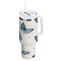 30 oz Insulated Stainless Steel Tumbler Double Wall Stainless Steel Tumbler with 2-Way Drinking Blue Watercolor Butterflies C572J