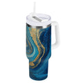 30 oz Insulated Stainless Steel Tumbler Double Wall Stainless Steel Tumbler with 2-Way Drinking Blue and Gold Ocean C507U