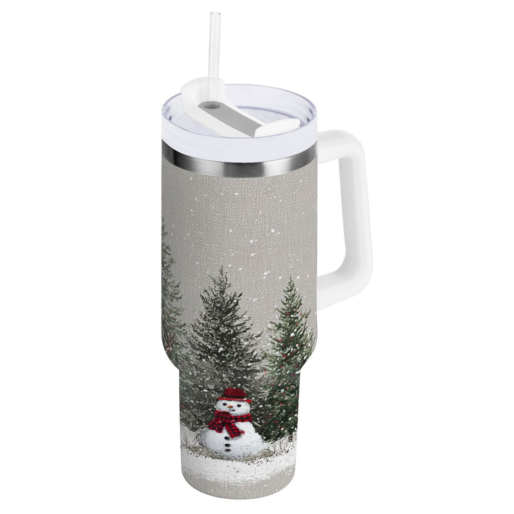 30 oz Insulated Stainless Steel Tumbler Double Wall Stainless Steel Tumbler with 2-Way Drinking Christmas Deer and Snowmen C619D