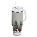30 oz Insulated Stainless Steel Tumbler Double Wall Stainless Steel Tumbler with 2-Way Drinking Christmas Deer and Snowmen C619D