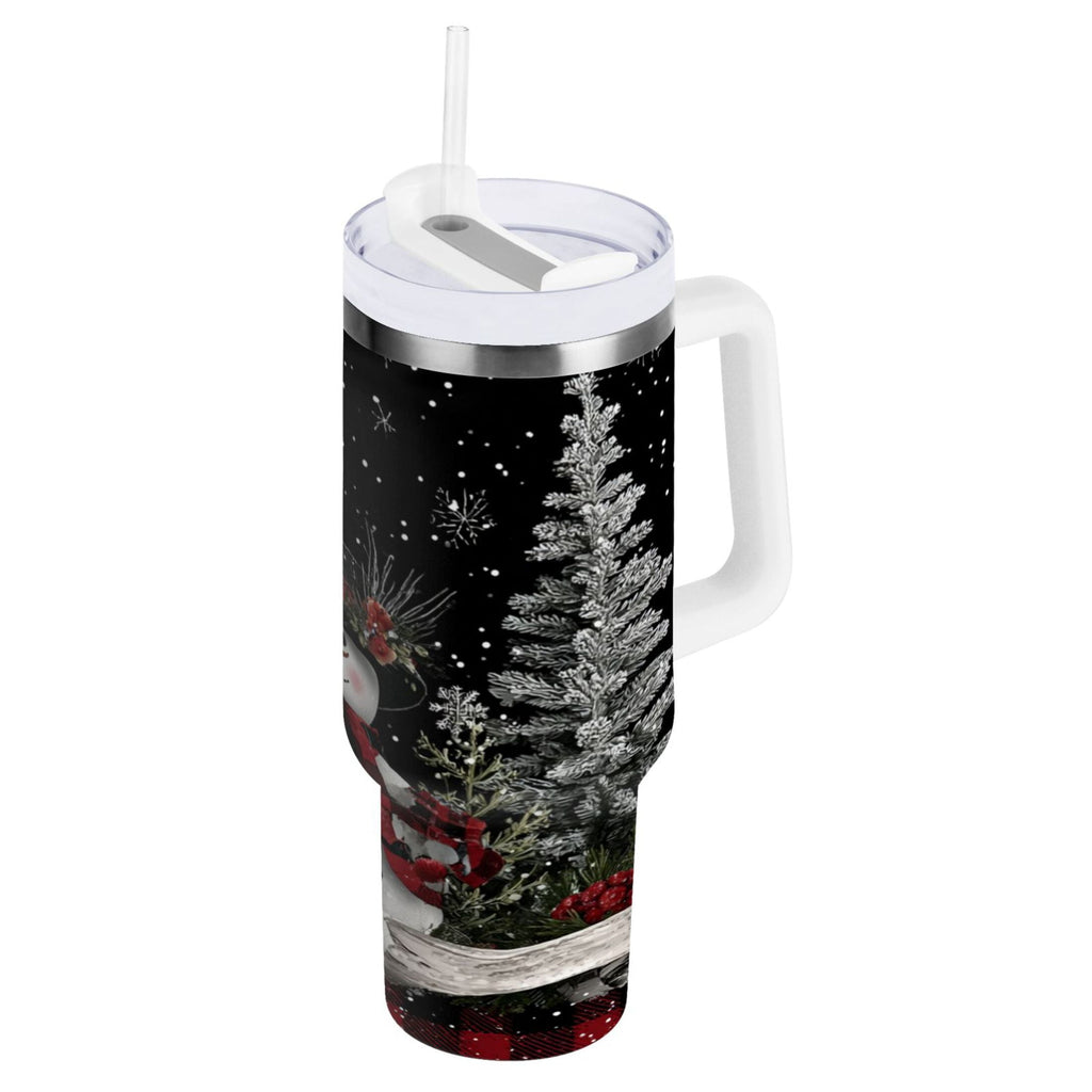 30 oz Insulated Stainless Steel Tumbler Double Wall Stainless Steel Tumbler with 2-Way Drinking Christmas Snowman C583N