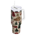 30 oz Insulated Stainless Steel Tumbler Double Wall Stainless Steel Tumbler with 2-Way Drinking Christmas Trees Deer and Houses C577Y