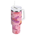 30 oz Insulated Stainless Steel Tumbler Double Wall Stainless Steel Tumbler with 2-Way Drinking Colorful Hat Pattern C543F