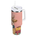 30 oz Insulated Stainless Steel Tumbler Double Wall Stainless Steel Tumbler with 2-Way Drinking Cow Wearing Scarf and Hat C663H
