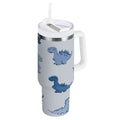 30 oz Insulated Stainless Steel Tumbler Double Wall Stainless Steel Tumbler with 2-Way Drinking Cute Blue Dinosaurs C580N
