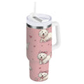 30 oz Insulated Stainless Steel Tumbler Double Wall Stainless Steel Tumbler with 2-Way Drinking Dogs Wearing Bows C659U