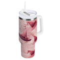 30 oz Insulated Stainless Steel Tumbler Double Wall Stainless Steel Tumbler with 2-Way Drinking Hats with Delicate Bows C679Y