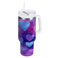 30 oz Insulated Stainless Steel Tumbler Double Wall Stainless Steel Tumbler with 2-Way Drinking Indigo and Violet Hearts C479P