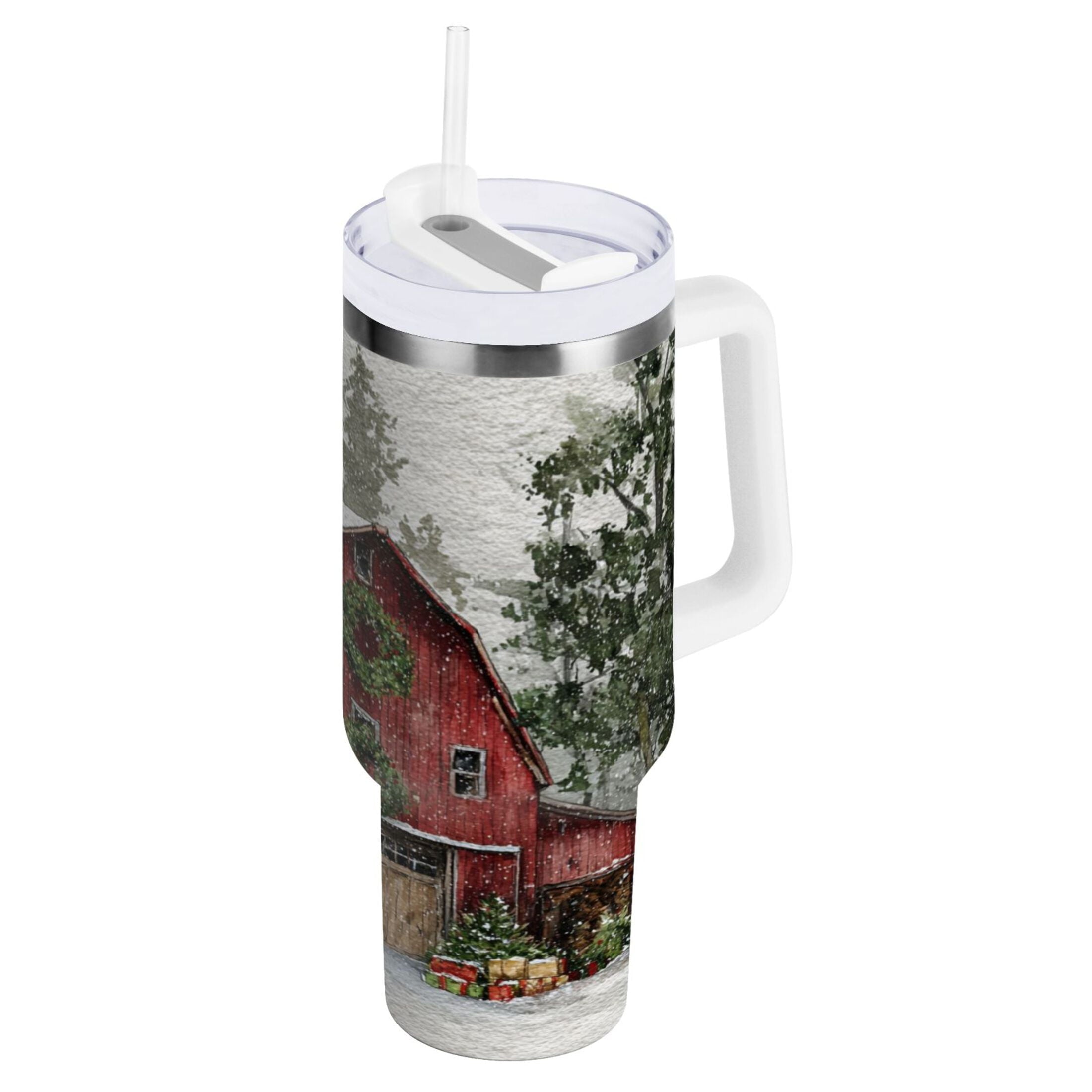 30 oz Insulated Stainless Steel Tumbler Double Wall Stainless Steel Tumbler with 2-Way Drinking Old Red Barn C592L
