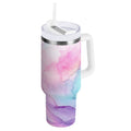 30 oz Insulated Stainless Steel Tumbler Double Wall Stainless Steel Tumbler with 2-Way Drinking Pastel Pink Marble Texture C614J
