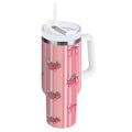 30 oz Insulated Stainless Steel Tumbler Double Wall Stainless Steel Tumbler with 2-Way Drinking Pink Bows and Strawberries C628Y