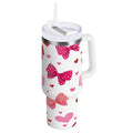 30 oz Insulated Stainless Steel Tumbler Double Wall Stainless Steel Tumbler with 2-Way Drinking Red and Pink Bows C595R