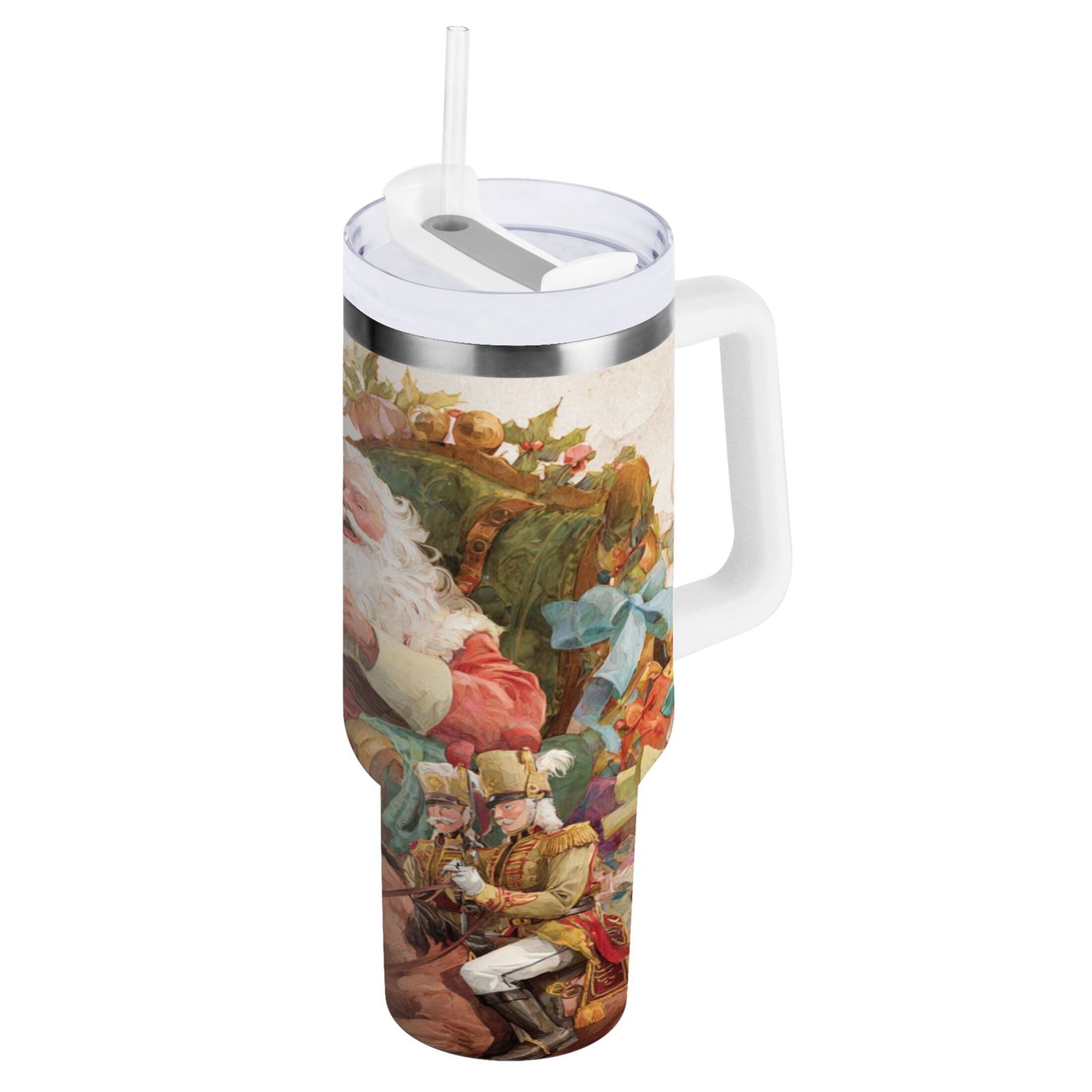 30 oz Insulated Stainless Steel Tumbler Double Wall Stainless Steel Tumbler with 2-Way Drinking Santa Claus Sitting in Chair C682L