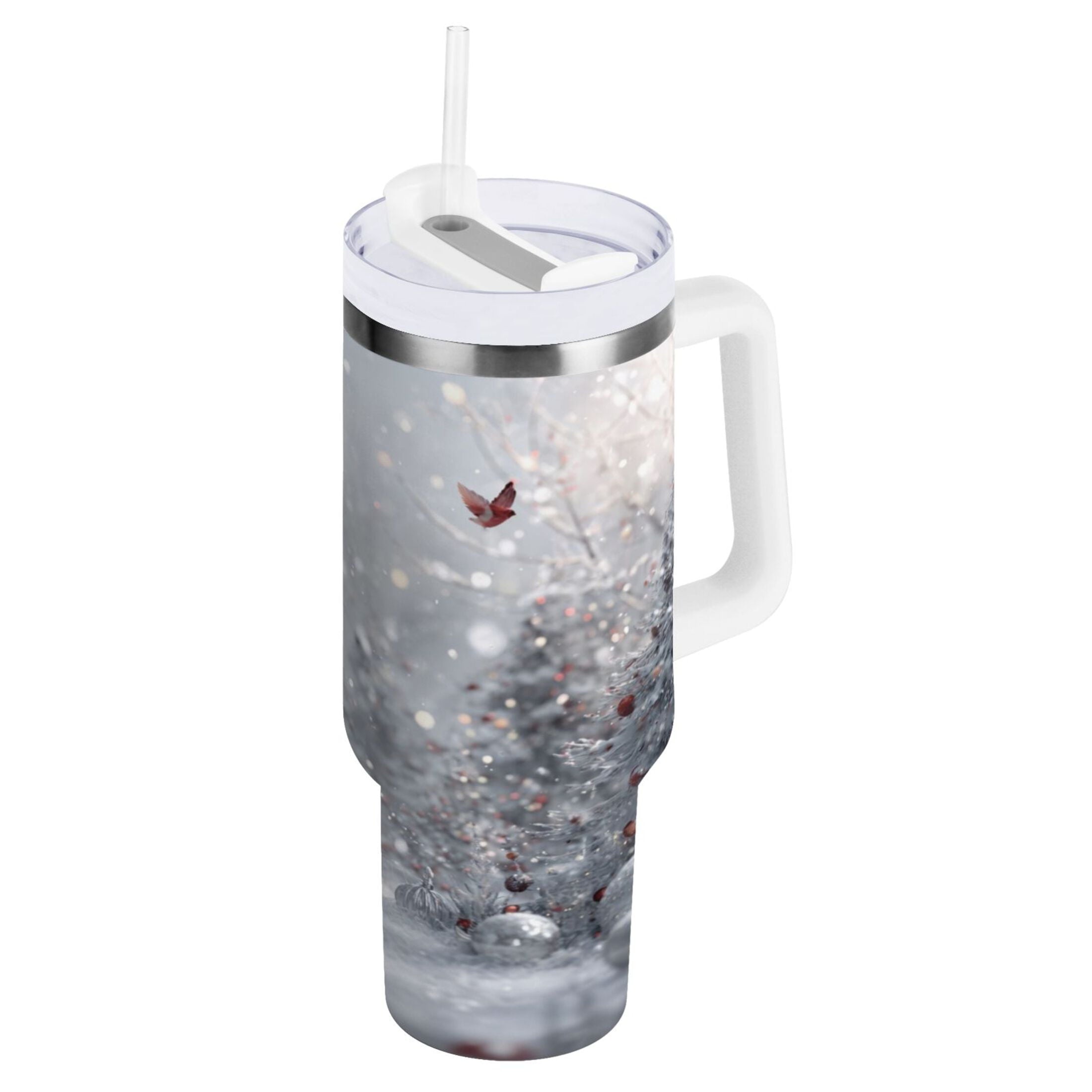 30 oz Insulated Stainless Steel Tumbler Double Wall Stainless Steel Tumbler with 2-Way Drinking Snowy Winter Landscape C557K