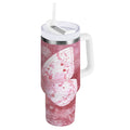 30 oz Insulated Stainless Steel Tumbler Double Wall Stainless Steel Tumbler with 2-Way Drinking Soft Pink Butterfly C561B