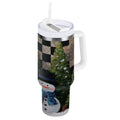 30 oz Insulated Stainless Steel Tumbler Double Wall Stainless Steel Tumbler with 2-Way Drinking Two Snowmen Pattern C501E