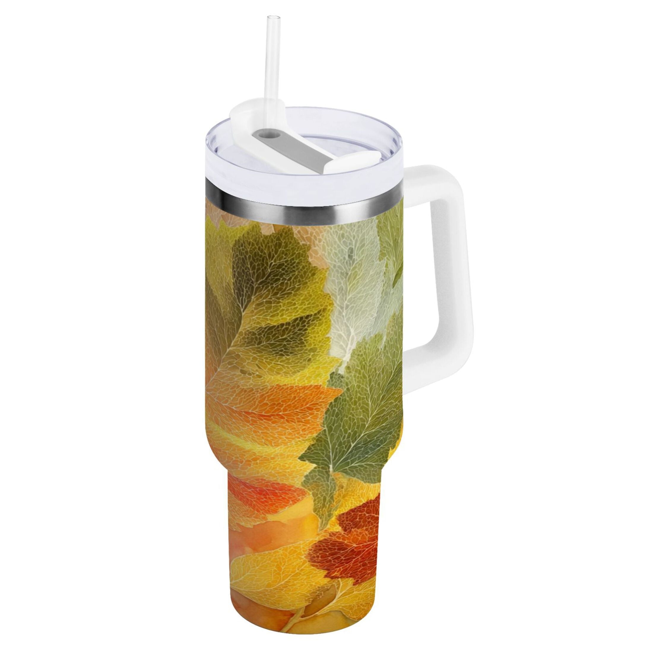30 oz Insulated Stainless Steel Tumbler Double Wall Stainless Steel Tumbler with 2-Way Drinking Various Shades Autumn Leaves C590N