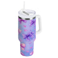 30 oz Insulated Stainless Steel Tumbler Double Wall Stainless Steel Tumbler with 2-Way Drinking Watercolor Bows Pattern C627X