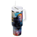 30 oz Insulated Stainless Steel Tumbler Double Wall Stainless Steel Tumbler with 2-Way Drinking Watercolor Calico Cat C465H