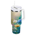 30 oz Insulated Stainless Steel Tumbler Double Wall Stainless Steel Tumbler with 2-Way Drinking Watercolor Wildflowers C563X